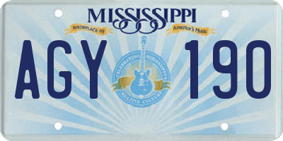 MS license plate AGY190