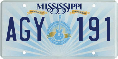 MS license plate AGY191