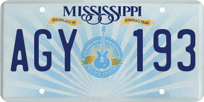 MS license plate AGY193
