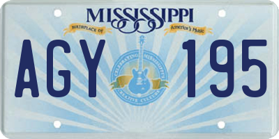 MS license plate AGY195