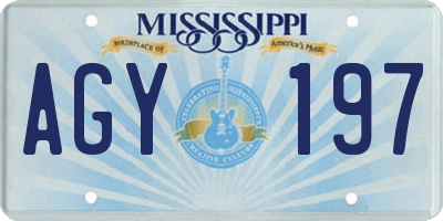 MS license plate AGY197