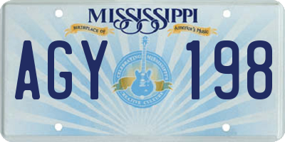 MS license plate AGY198