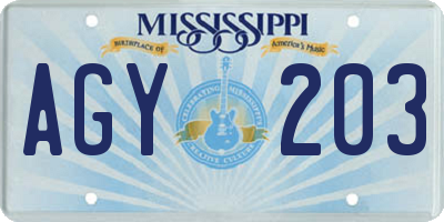 MS license plate AGY203