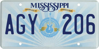 MS license plate AGY206