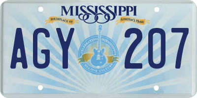 MS license plate AGY207
