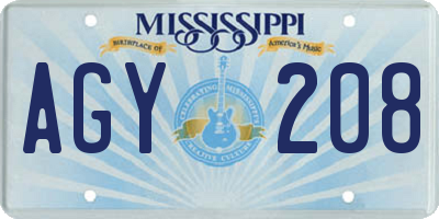 MS license plate AGY208