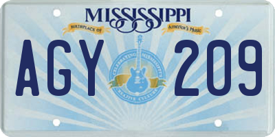 MS license plate AGY209