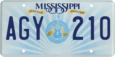 MS license plate AGY210