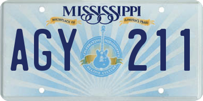 MS license plate AGY211