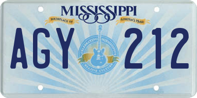 MS license plate AGY212