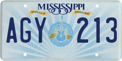 MS license plate AGY213