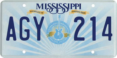 MS license plate AGY214