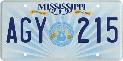 MS license plate AGY215