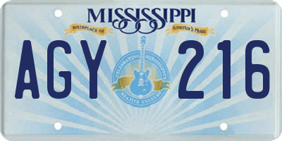 MS license plate AGY216