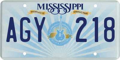 MS license plate AGY218
