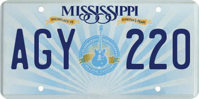 MS license plate AGY220