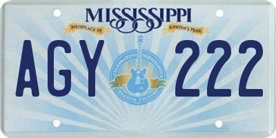 MS license plate AGY222