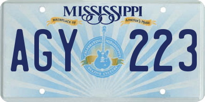 MS license plate AGY223