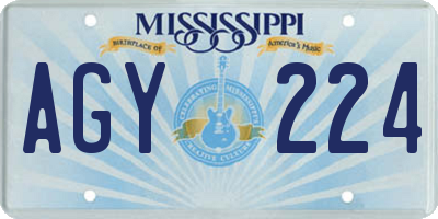 MS license plate AGY224