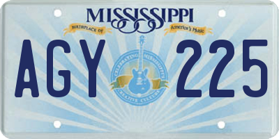 MS license plate AGY225