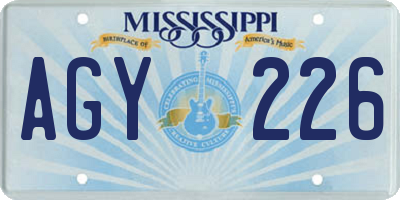 MS license plate AGY226