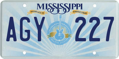 MS license plate AGY227