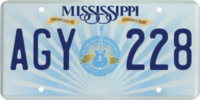 MS license plate AGY228