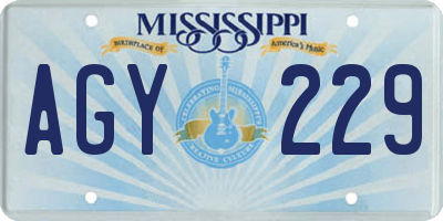 MS license plate AGY229