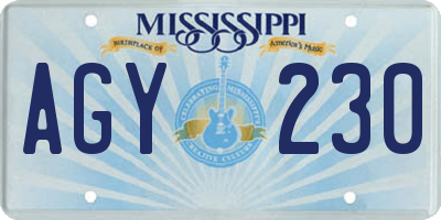 MS license plate AGY230