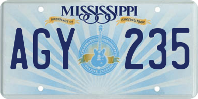 MS license plate AGY235
