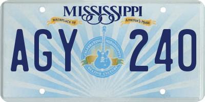 MS license plate AGY240
