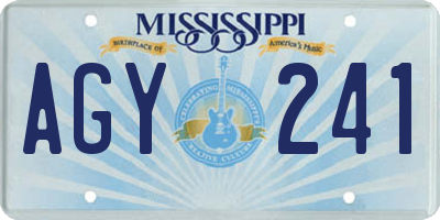 MS license plate AGY241