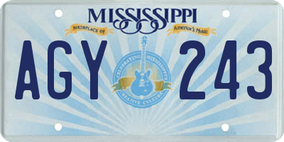 MS license plate AGY243
