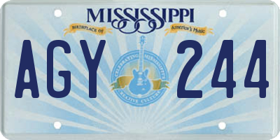 MS license plate AGY244