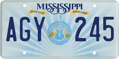 MS license plate AGY245