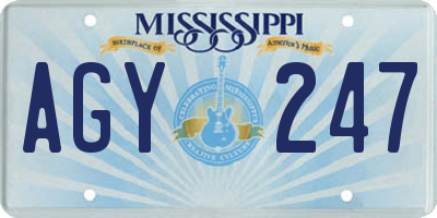 MS license plate AGY247