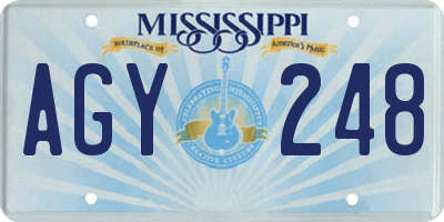 MS license plate AGY248