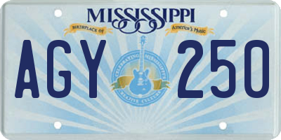 MS license plate AGY250