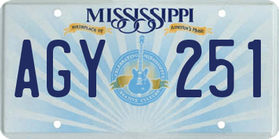MS license plate AGY251