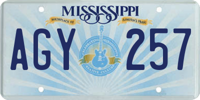 MS license plate AGY257