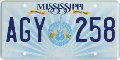 MS license plate AGY258
