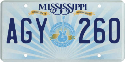 MS license plate AGY260
