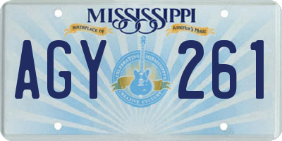 MS license plate AGY261