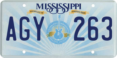 MS license plate AGY263
