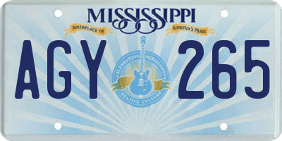 MS license plate AGY265