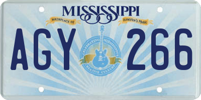 MS license plate AGY266
