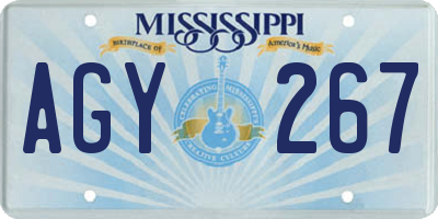 MS license plate AGY267