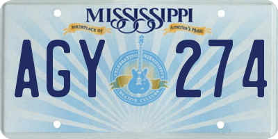 MS license plate AGY274