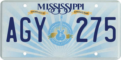 MS license plate AGY275