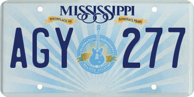MS license plate AGY277